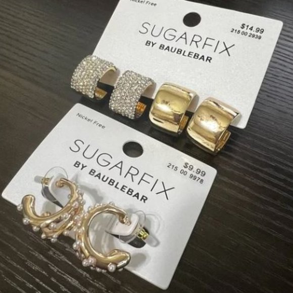 Sugarfix by Baublebar Bundle of Hoops, 2 sets, 3 pairs! -  Over $24 value - Picture 1 of 5
